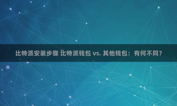 比特派安装步骤 比特派钱包 vs. 其他钱包：有何不同？