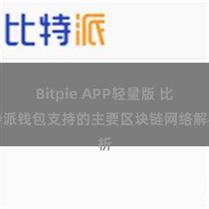 Bitpie APP轻量版 比特派钱包支持的主要区块链网络解析